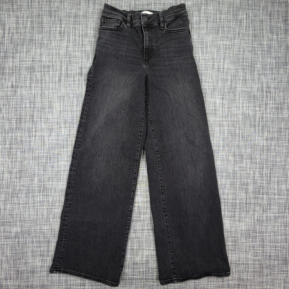 FRAME Womens Le Slim Palazzo Black Raw Hem Wide Leg Denim Jeans Approx Size 26